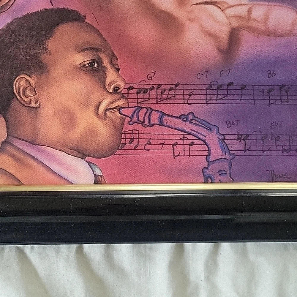 Vibrant Art Print Featuring Jazz Musicians with Saxophones, Matt Thone, 1996
